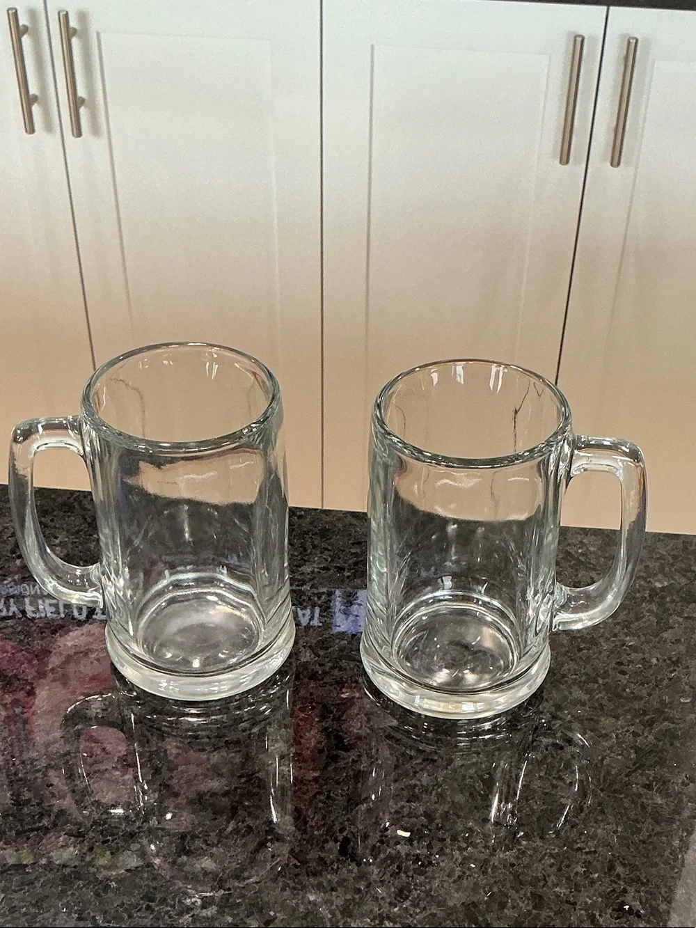 Libbey Clear Glass Beer Steins - Pair